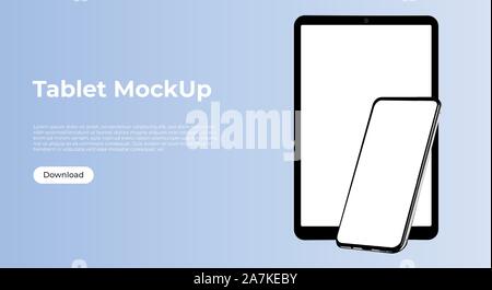 realistic smartphone and phone template mockup for user experience presentation. Stylish concept design for websites, applications and landing pages. Stock Vector