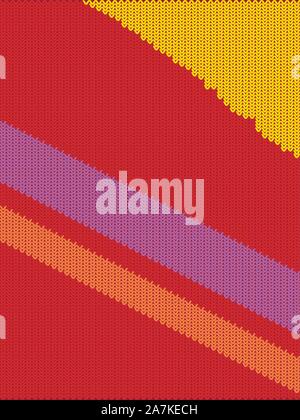 Decorative colorful striped knitted background, simple sweater pattern. Stock Vector