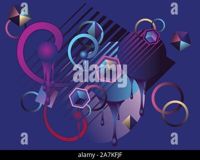 Modern blue colored background with stylized geometric elements. Stock Vector