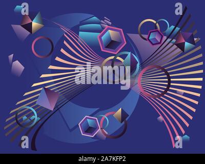 Modern blue colored background with stylized geometric elements. Stock Vector