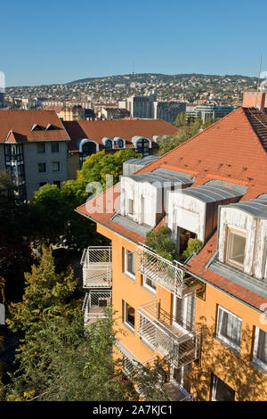 Budapest. View from Buda Castle District looking across westward across residential apartment blocks Stock Photo