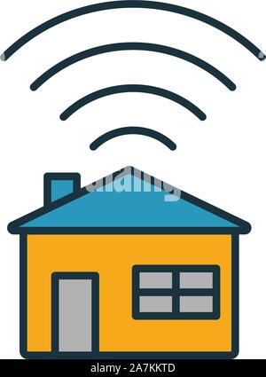 Home wifi symbol icon - black with outline, isolated - vector ...