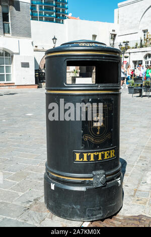 Dustbin, Gibraltar, United Kingdom Stock Photo