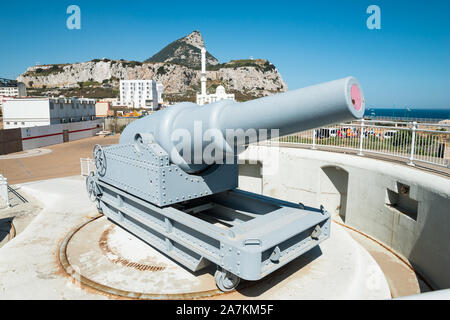 100-ton cannon at Europa Point, Gibraltar, UK Stock Photo