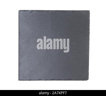 Slate plate isolated on a white background. Top view. Stock Photo