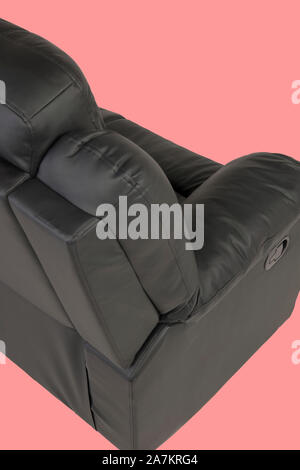 Closeup leather soft sofa isolated on light pink background with clipping path Stock Photo