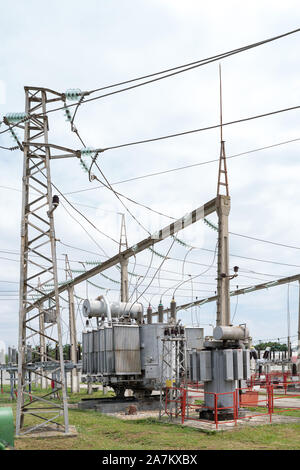 Small town electrical substation Stock Photo