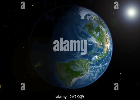 Planet earth from space. Elements of this image were furnished by NASA. Stock Photo