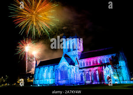 Paisley Abbey Fireworks Display 2019 Stock Photo