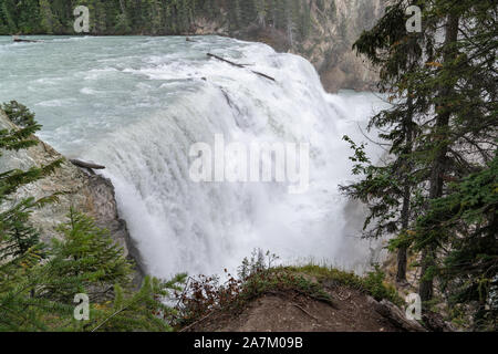 Panoramic image of the Kicking Horse river cascading on the Wapta Falls, Yoho National Park, British Columbia, Canada Stock Photo