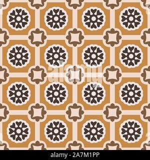 Geometric yellow and black floral seamless background pattern Stock Vector