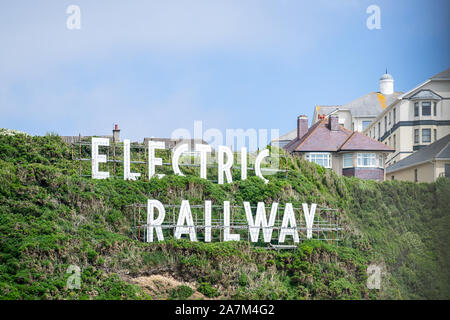 Laxey, Isle of Man, June 15, 2019. The Manx Electric Railway logo Stock Photo