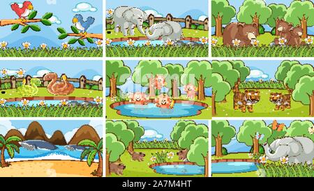 Background scenes of animals in the wild illustration Stock Vector
