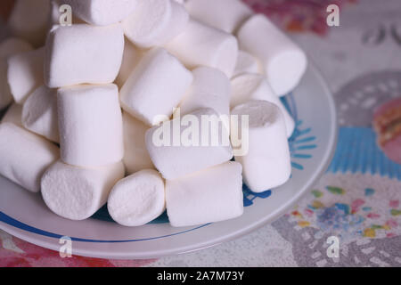 Marshmallows on a plate Stock Photo