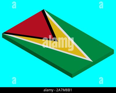 Flag of Guyana Vector 3D illustration eps 10. Stock Vector