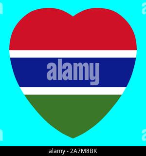 Gambia Flag In Heart Shape Vector llustration eps 10. Stock Vector