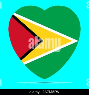 Guyana Flag In Heart Shape Vector illustration eps 10. Stock Vector