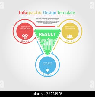 Infographic design template. Three steps to business success, training or promotion. Flat design. Stock Vector