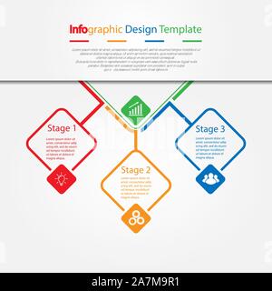 Infographic design template. Three steps to business success, training or promotion. Flat design. Stock Vector