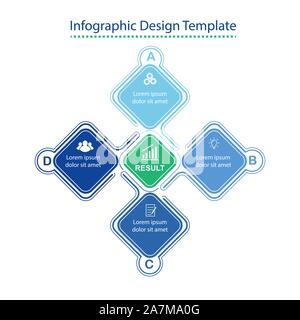 Infographic design template. Four steps to business success, training or promotion. Flat design. Stock Vector