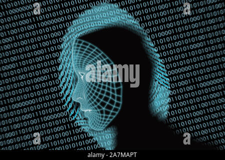artificial intelligence with biometrics and machine, deep learning technology concept for recognition people or robot Stock Photo
