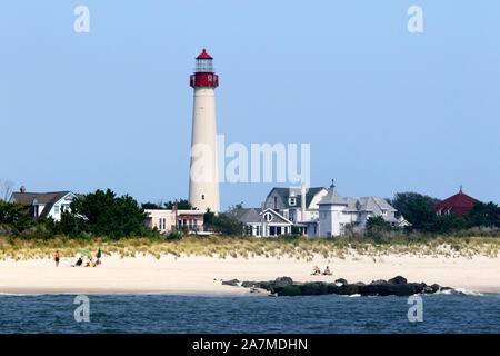 Cape May Lighthouse as viewed from the water, Cape May Point, New Jersey, USA Stock Photo