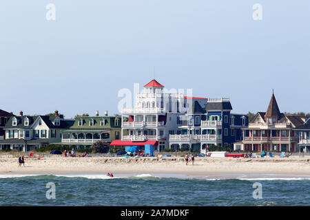 A view of Beach Ave, Cape May, New Jersey from the Atlantic Ocean Stock Photo