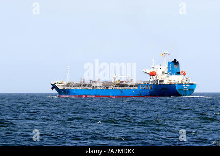 The Chem Taurus tanker. An oil/chemical tanker plying the Delaware Bay towards the Port of Philadelphia, PA, USA Stock Photo