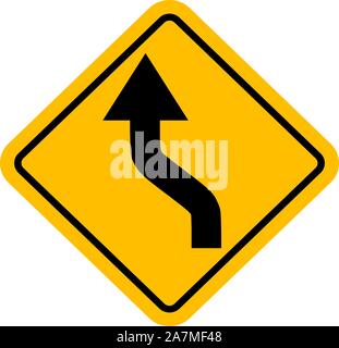Left reverse curve traffic symbol vector background.Perfect for sign,symbol,icon,sticker etc. Stock Vector
