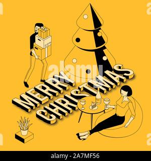 New Year in the modern office Stock Vector