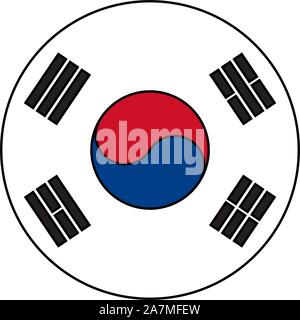 South korean round flag vector illustration. Perfect for symbol,sign,icon,logo and stickers. Stock Vector