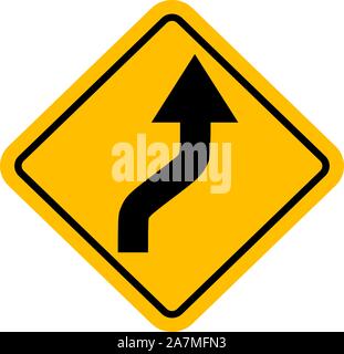 Reverse curve traffic sign vector background.Perfect for sign,symbol,icon,sticker etc. Stock Vector