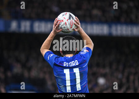 LONDON, ENGLAND - FEBRUARY 18, 2019: Pedro Eliezer Rodriguez Ledesma of Chelsea pictured during the 2018/19 FA Cup Fifth Round game between Chelsea FC and Manchester United at Stamford Bridge.