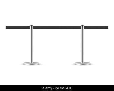 Retractable belt stanchion seamless illustration. Portable ribbon barrier. Stock Vector