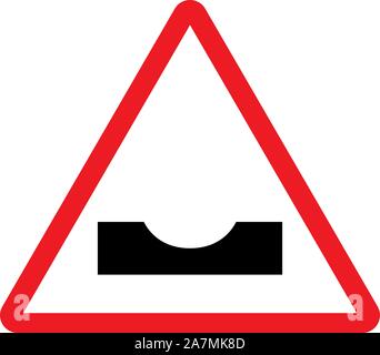 Traffic warning road sign. Red triangle dangerous dip symbol vector. Stock Vector