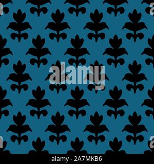 Floral seamless Victorian pattern vector light blue background.Great use for fabric texture,backdrop and backgrounds. Stock Vector