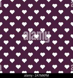 Valentine's purple polka dot heart texture. Seamless pattern vector illustration background. Stock Vector