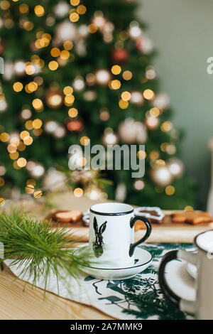 Blurry lights on christmas tree Stock Photo