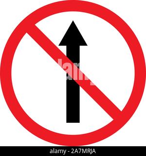 No straight traffic sign vector illustration. prohibited do not enter. Stock Vector