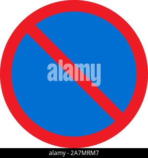No entry traffic sign vector illustration -Blue red Circle road symbol. Stock Vector