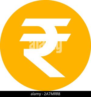 Rupee icon vector illustration background.Yellow,white. Currency symbol. Stock Vector