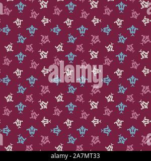 Classical decorative Victorian floral seamless pattern on purple background. Stock Vector