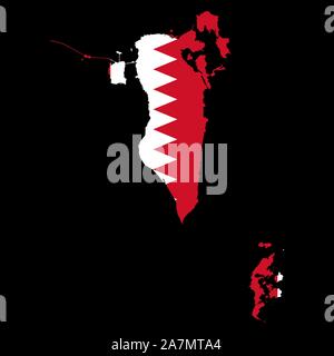 Bahrain flag map vector illustration Black background. Stock Vector