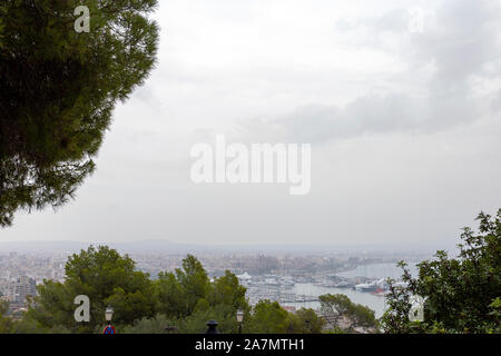 View of Palma de Mallorca from Bellver Castle on an autumn day. Stock Photo