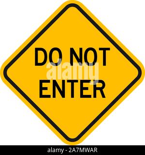 Do not enter sign traffic warning symbol vector illustration. Yellow diamond road sign. Stock Vector