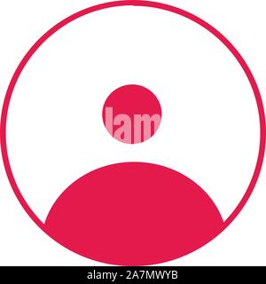 Simple user icon round vector illustration. Spanish crimson color. Perfect for web icon,symbol,button,label etc. Stock Vector