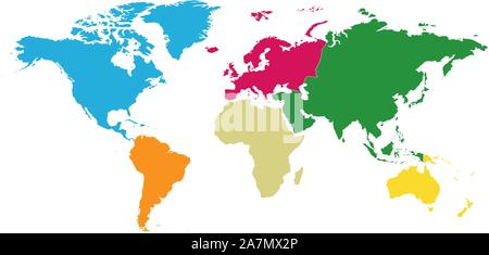 Colorful world map continents with boundaries vector illustration Stock Vector