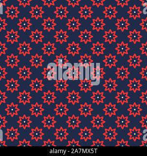Vintage abstract floral seamless pattern outline vector.Blue,red. - Background textures. Stock Vector