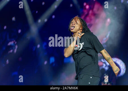 November 2, 2019, Las Vegas, Nevada, U.S: Rapper TRIPPIE REDD (MICHAEL LAMAR WHITE IV) during the Day N Vegas Music Festival at the Las Vegas Festival Grounds in Las Vegas, Nevada (Credit Image: © Daniel DeSlover/ZUMA Wire) Stock Photo