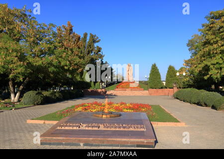 Eternal flame, Monument Bratskiye Mogily in Tashkent in Uzbekistan Stock Photo